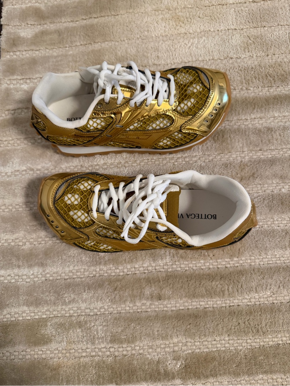 Bottega Veneta Metallic Gold Women's Orbit Sneakers - Picture 3 of 7